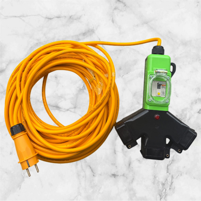 신성 2.5SQ 전기선 리드선 연장선 작업선 고용량연장선 캠핑용전선 방우형 멀티콘센트, 1개, 노란색 단일, 50m