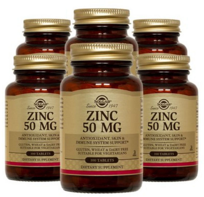 솔가 아연 50mg 100정 Solgar Zinc (100 Tablets), 6개