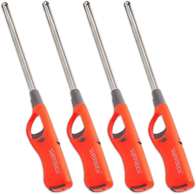 청사기공 썬터치 가스점화기 라이타총 불총 주방라이타 멀티충전식가스점화기, 4개, 오렌지