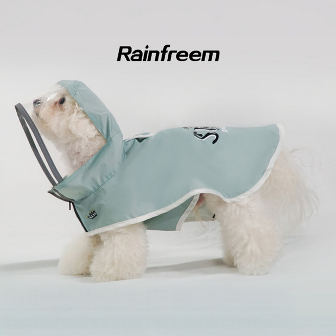 RAINFREEM 소형견용 복부 보호 사계절 판초 레인코트 우비, 1개, 민트