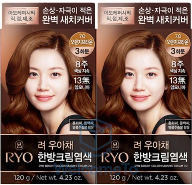 려 우아채 일반염색약(새치)x2개, 오렌지브라운, 2개