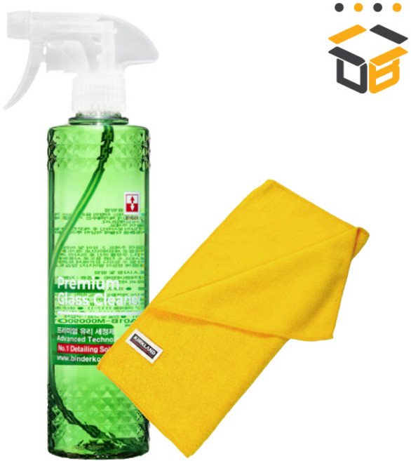 바인더 프리미엄 자동차 유리세정제 500ml 타월세트
