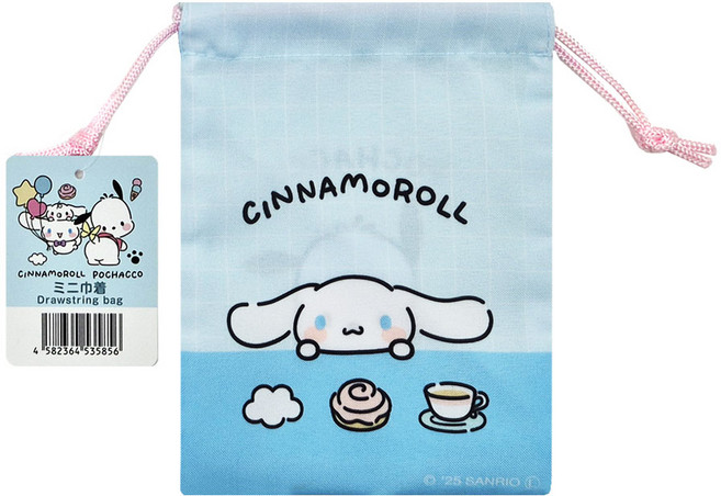 일본 정품 산리오 캐릭터 양면 복 주머니, 1개, 시나모롤+포차코(스카이민트)