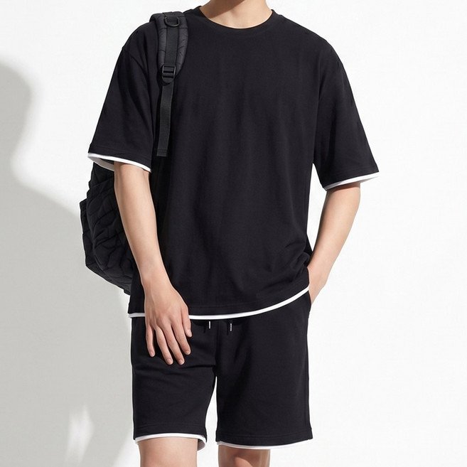 미제이 남자 트레이닝세트 오버핏 반팔 반바지 세트