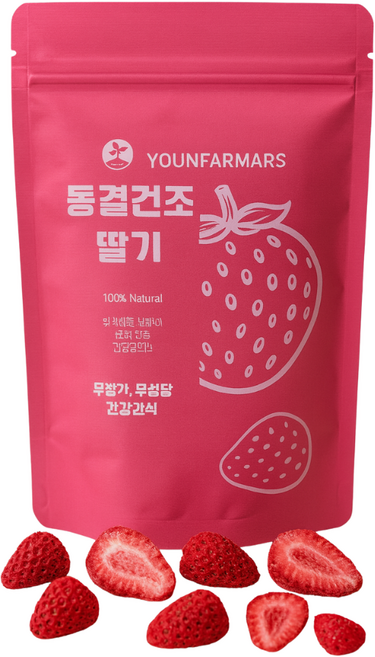 무설탕 동결건조 딸기 100% 과일칩 어린이 건강간식 과일 스낵, 3개, 40g