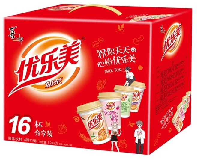 나이차 인스턴트컵 18컵 편리한 타먹는 밀크티가루 밀크티분말 믹스 중국 홍차 음료, 16컵 기본+딸기+보리+타로, 1개입