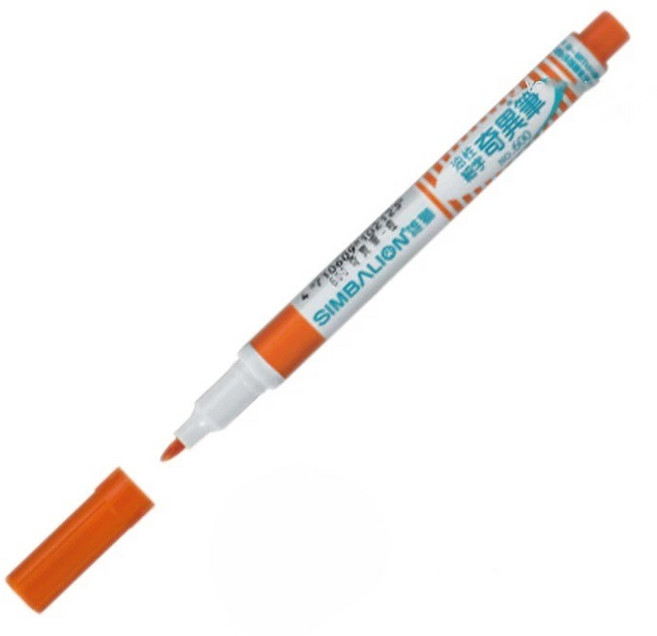 雄獅 油性奇異筆 細字 1.0mm 台灣製造 共12色, 橙色 NO.600(一盒12支入), 1包