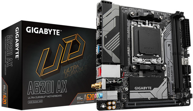 GIGABYTE A620I AX 마더보드 Mini-ITX [AMD A620 칩셋 탑재] MB6196