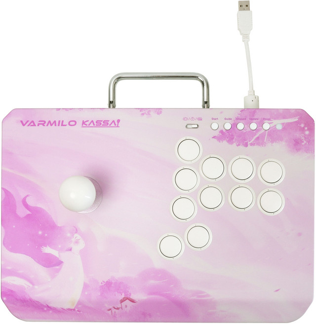 VARMILO 格鬥搖桿 高靈敏度搖桿 PS5多平台相容 粉色藝術風格 人體工學設計, 櫻花粉PC, 1個, KASSAI