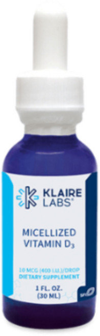 klaire Labs 클레어랩스 Micellized Vitamin D3 Liquid 1 fl oz (30 mL), 1개