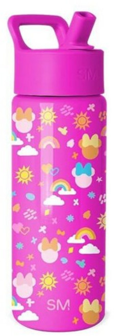 Simple Modern Disney Minnie Mouse Kids Water Bottle with Straw Lid | 14oz Insulated Stainless Stee, 디즈니-미니 낙서