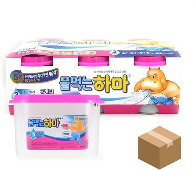 장마 물먹는 하마 옷장용 BOX 3Px6개, 본상품