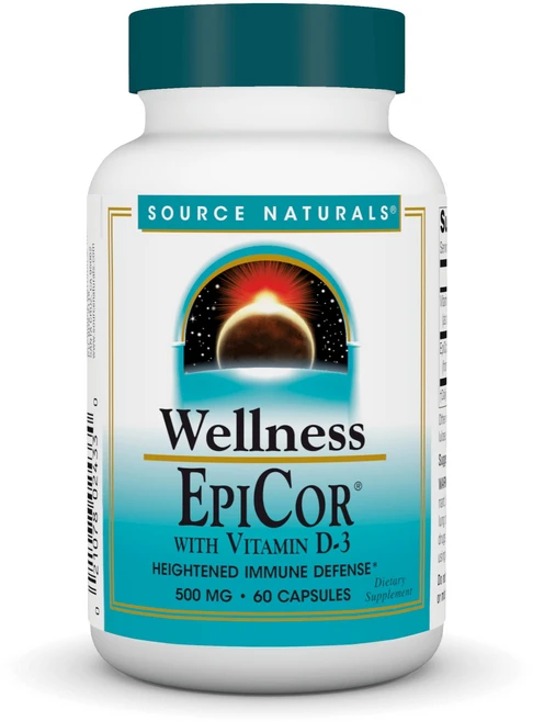 소스 내추럴스 웰니스 에피코어 비타민 D-3 함유 강화된 Source Naturals Wellness EpiCor with Vitamin D-3 for Heightened Im, 1개, 60정 - 쿠팡