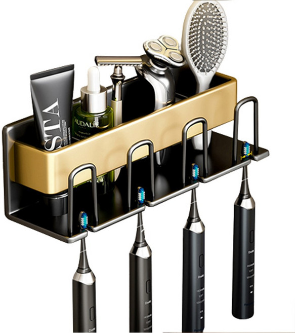 무타공 칫솔꽂이 4Color 다용도거치대 4구, 골드, 1개