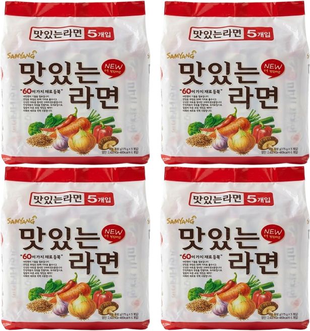 삼양 맛있는라면 20입 (5입 x 4개) 멀티팩, 20개