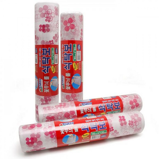 플라워 패턴 일회용 비닐 식탁보 90x130 100매 롤 테이블보 커버 MRB10054822 마롱방