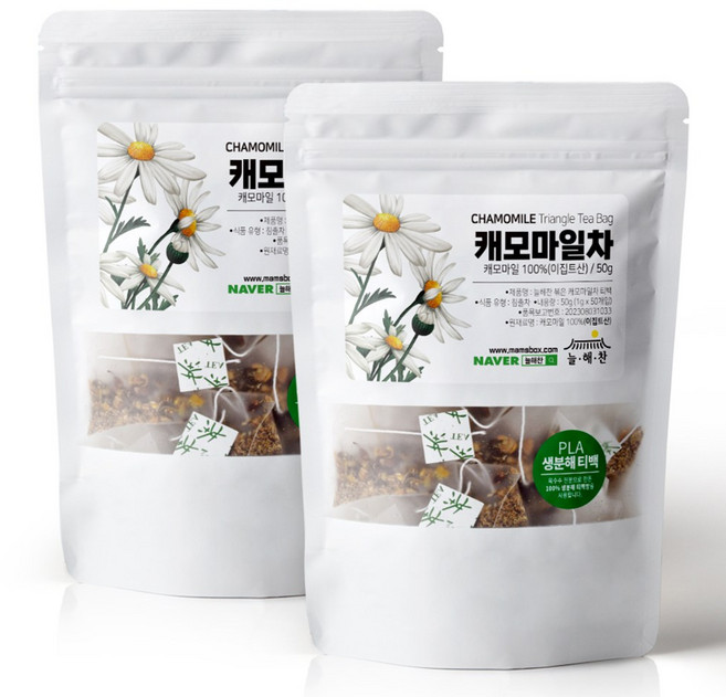 늘해찬 볶은 캐모마일 삼각 티백 카모마일 티백 삼각티백 대용량, 1g, 50개입, 2개