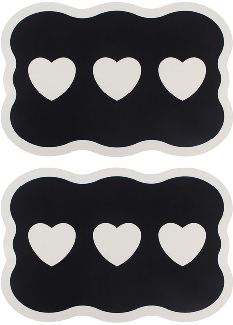 투데이리빙 1+1 빨아쓰는 하트 웨이브 규조토 발매트 욕실 화장실 매트 주방 발판 미끄럼방지 물흡수 발수건 대형 예쁜 바닥 러그, 2개, R98363C(블랙