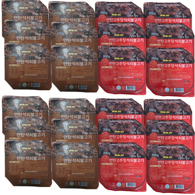 [본사정품] 고기담은밥상 연탄석쇠불고기 200g 8P(간장맛 4P+고추장맛 4P) 연탄불고기, 24개