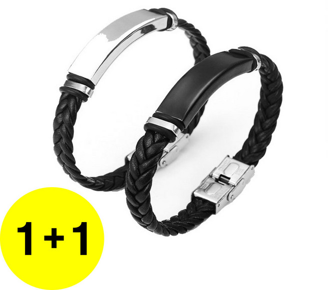 1+1 루리온 정전기 방지 팔찌 밴드 완화 제거, 블랙+실버, 1개