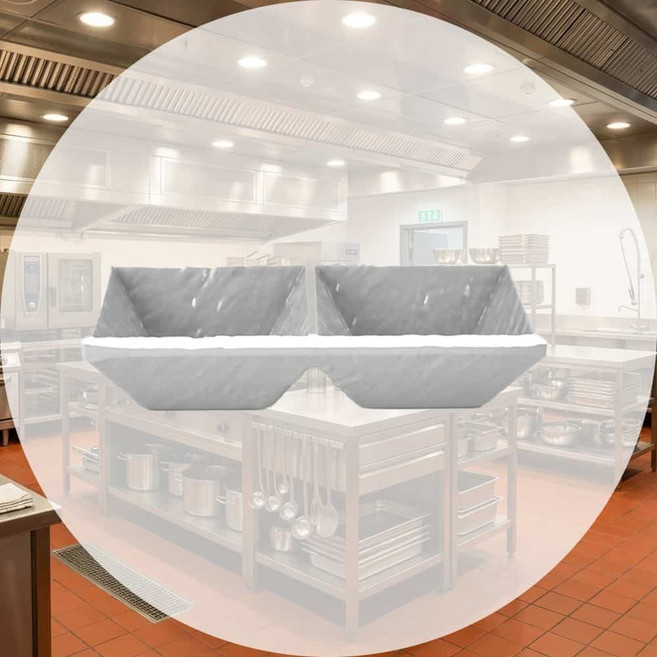 그레이 사각종지 2구 플레이팅용 프랜차이즈용 심플스타일 샤브샤브용 모던찬기 고기집용, SK-154