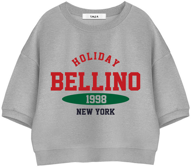 몰토벨리노 TSF 홀리데이벨리노 세미오버핏 크롭 반팔 맨투맨