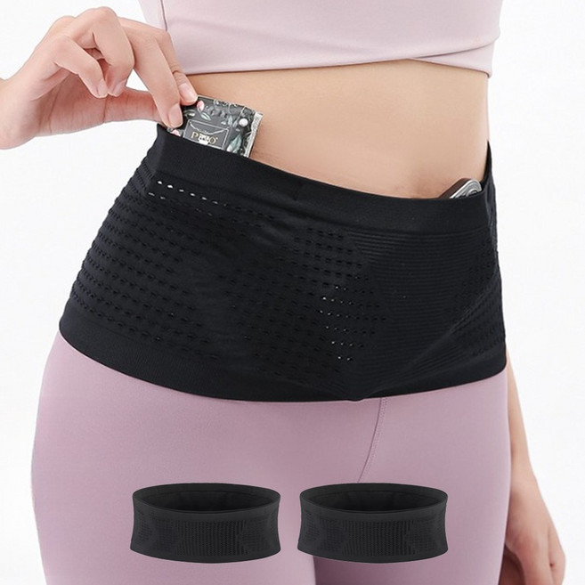 홀리데이 360도 분리수납 고탄력 러닝벨트 1+1, 블랙, 2개