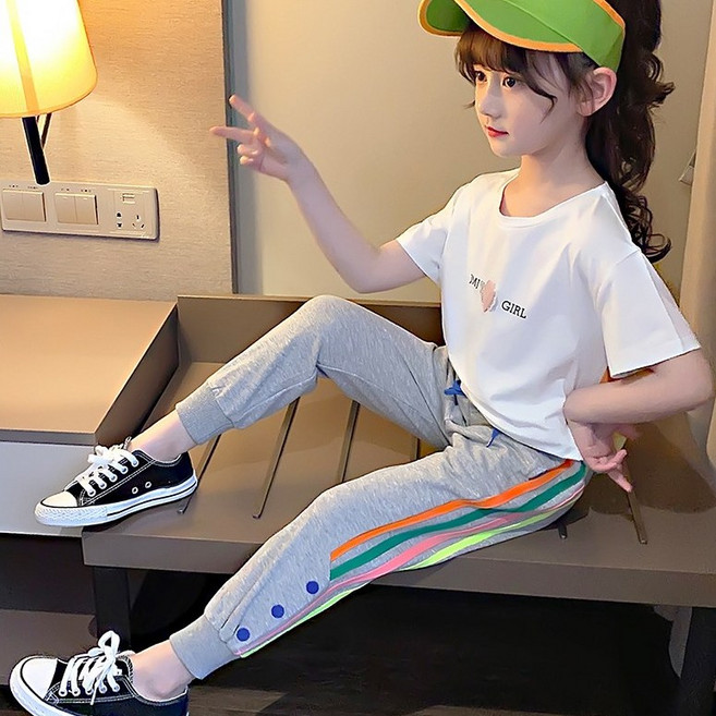 빠빠야네 키즈 주니어 여름 라인 츄 무지개 트레이닝세트