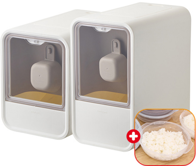 락앤락 큐브 쌀통 7kg + 11kg + 가쯔용기 세트, 7KG 베이지 + 11KG 베이지, 1개