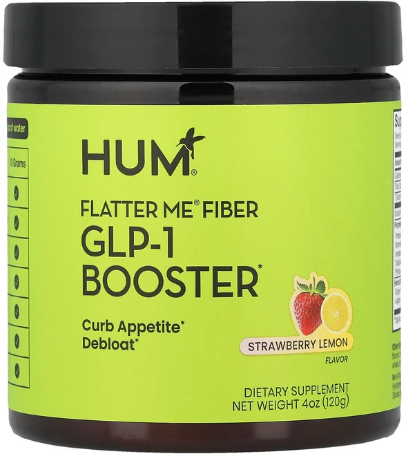 HUM Nutrition Flatter Me® 섬유소 GLP-1 부스터 딸기 레몬 (4oz), 1, 120g - 쿠팡