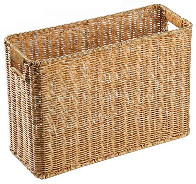 달빛마켓 내츄럴 라탄 수납바구니 깊은 코너 손잡이 바스켓 인테리어 정리함, 1개, 베이지