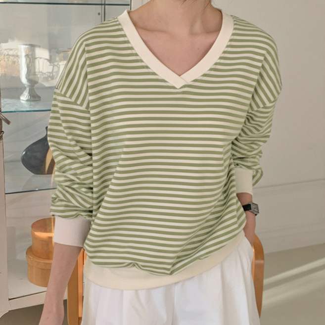 마이쏭 여성 봄신상 긴팔티 그루비단가라브이넥맨투맨