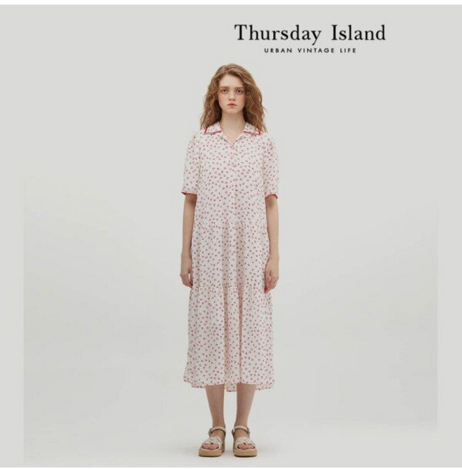 [백화점 정품] 써스데이아일랜드 여성 예쁜 편한 원피스 여행 셔츠 카라 롱