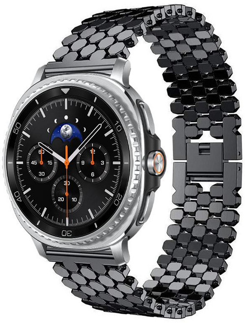 xDfind 삼성 갤럭시 워치8 / 8 클래식 물고기 비늘 텍스처 금속 시계 밴드, 1세트, 검은색