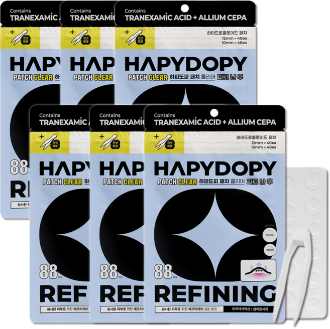 하피도피 트러블 패치 클리어 하이드로콜로이드 생활방수 여드름 뾰루지 스팟패치 애프터케어, 88개입, 6개