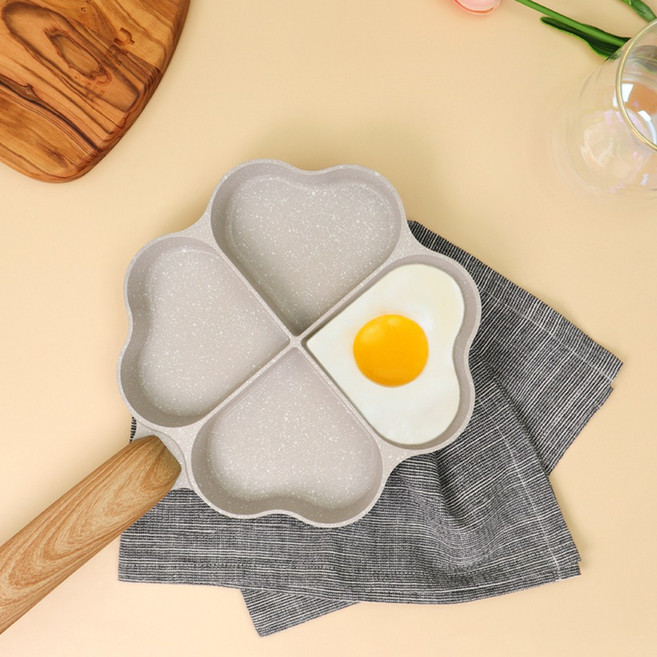 하트 후라이팬 에그팬 계란후라이 인덕션 4구, 21cm, 1개, 그린