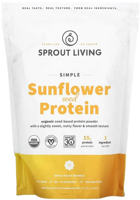 스프라우트 리빙 유기농 심플 해바라기씨 단백질 454g (1lb) - 쿠팡