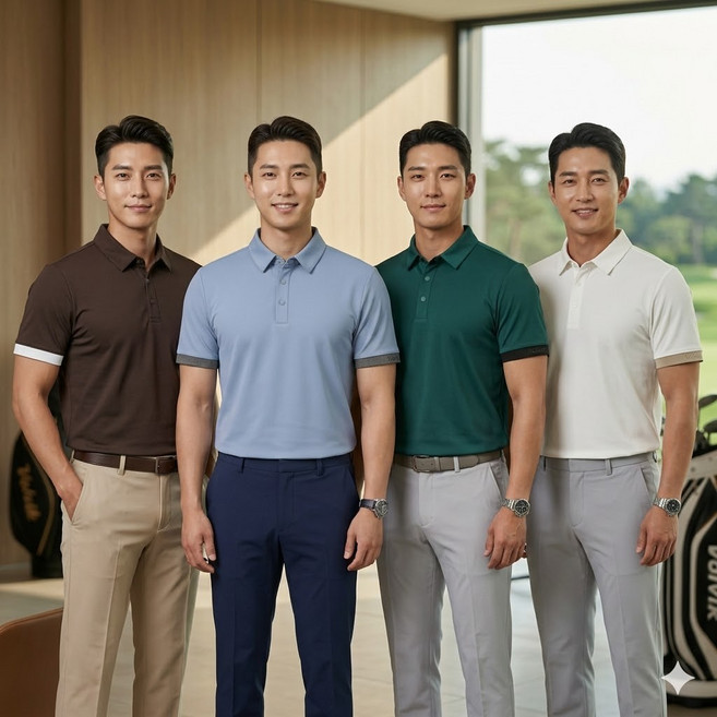 볼빅 남성 여름 골프웨어 데일리룩 항균 냉감 스판 골프 반팔 카라티셔츠