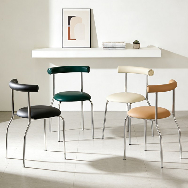 쿠리브 가정용 모던 인테리어 화장대 식탁 의자 2p, 2개, 블랙