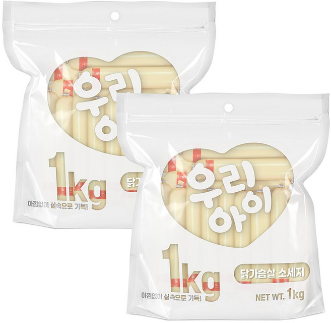 데이스포 우리아이 고단백 닭가슴살 강아지소세지 애견간식, 1kg, 2개