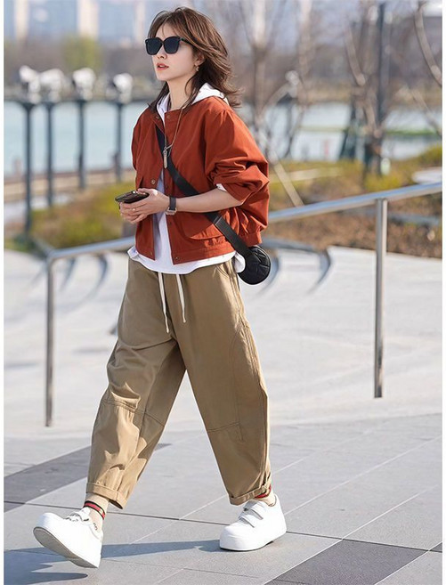여성 캐주얼 자켓 밴딩 바기 바지 상하복 세트 캐주얼룩 간절기