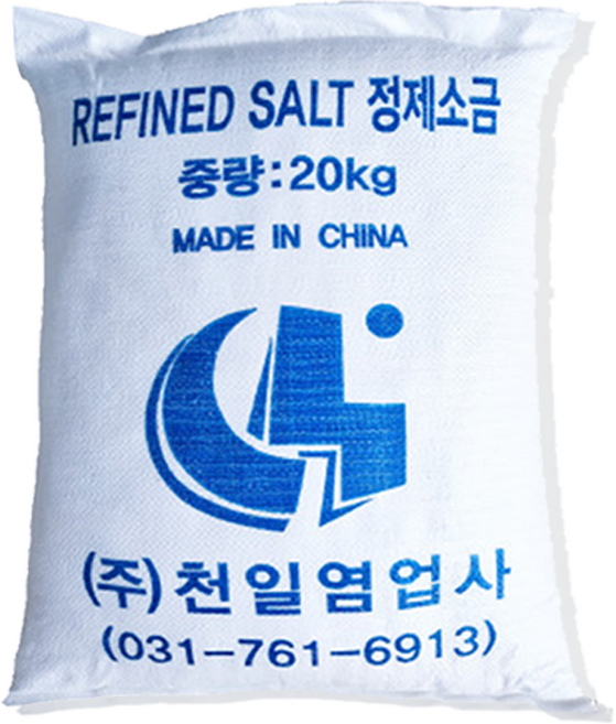 식용 A급 정제염 20kg 중국산 수입 정제소금 한주소금대체 연수기용 보일러용, 1개
