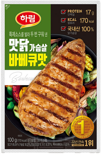 하림 맛닭가슴살 바베큐맛, 1개, 100g