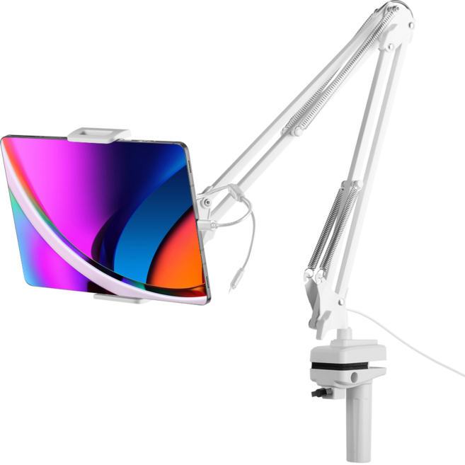 스톤힐 (4세대 충전일체형) 핸드폰 태블릿 거치대 (흔들림 ZERO), 화이트, 1개