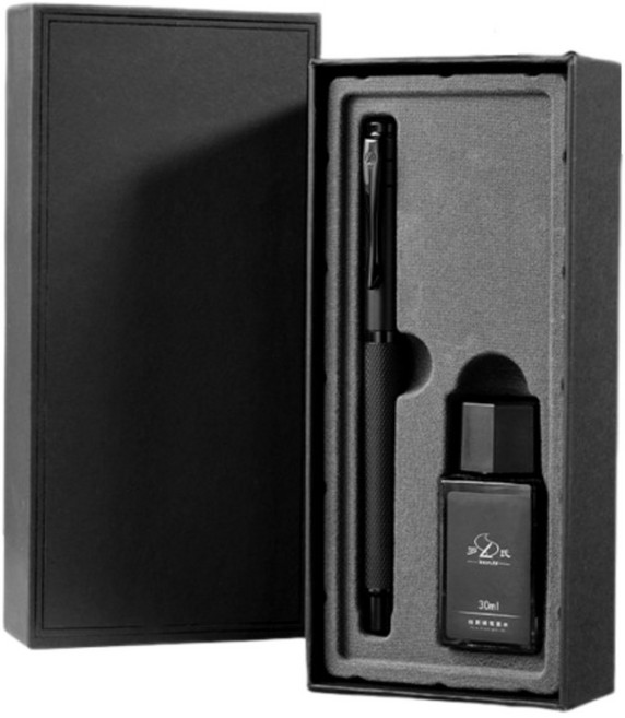스마트덕 만년필 세트 입문용 고급 선물용, 심플블랙, EF(0.38)