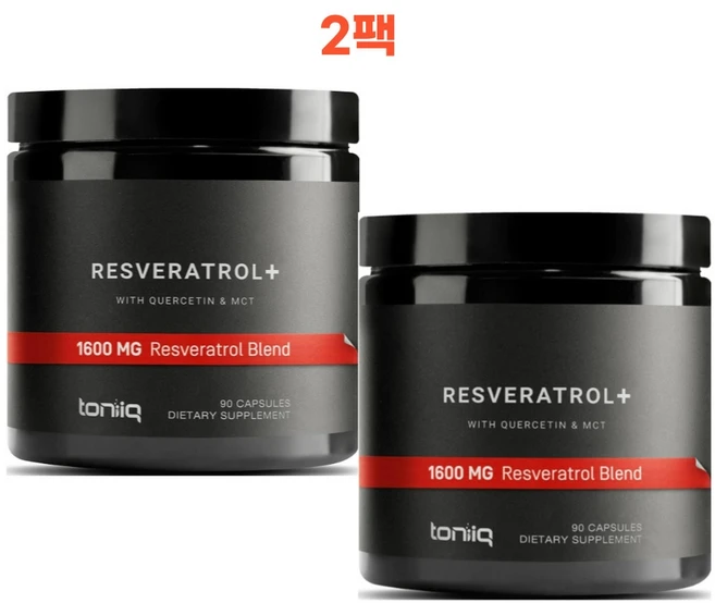 토니크 레스베라트롤 1600mg 블렌드 피부건강 에너지 Optimal NAD 보충제 90캡슐 2팩, 2개, 90정 - 쿠팡