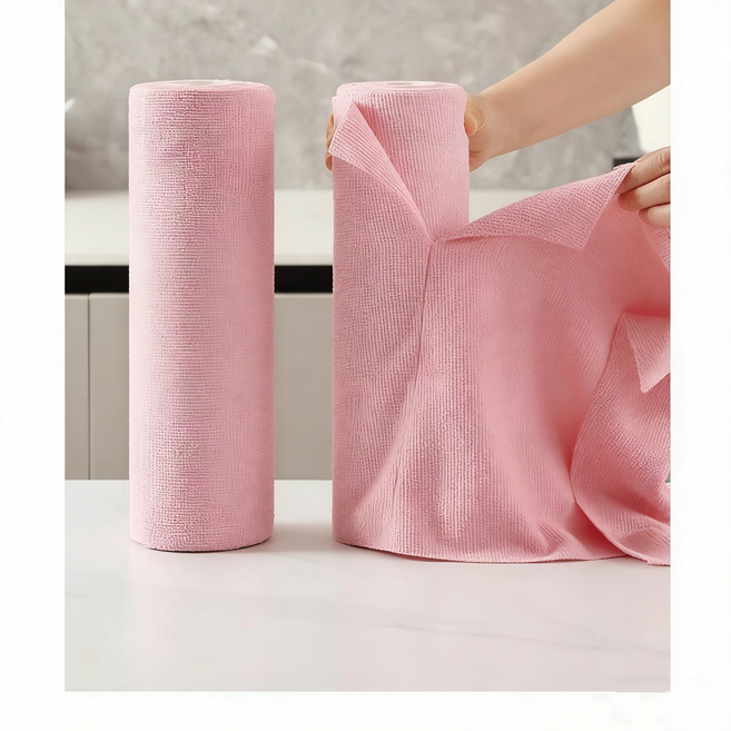 주방 극세사 행주 50매 세트 다용도 청소 타월 걸레주방 타올 25x25cm 대용량, 1개, 핑크