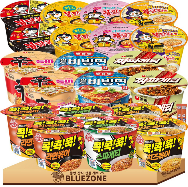 용기 볶음면 큰컵라면 모음 불닭볶음면2 까르보불닭2 네가지치즈불닭2 치즈불닭2 콕콕콕치즈볶이2 콕콕콕스파게티2 콕콕콕라면볶이2 신라면툼바2 팔도비빔면2 짜파게티2 라면스틱2, 20개