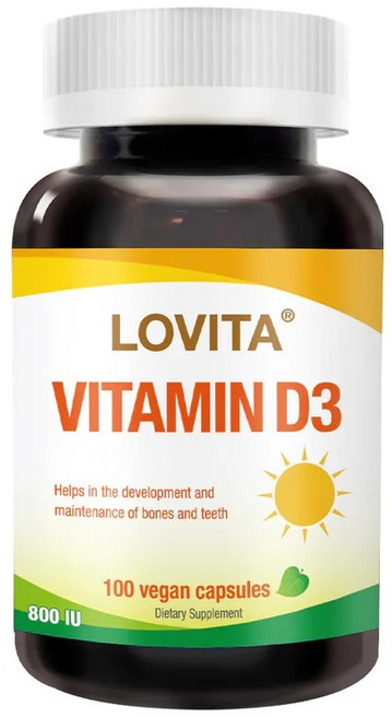 Lovita 愛維他 維他命D3素食膠囊 幫助骨骼與牙齒健康, 100顆, 380mg, 1罐