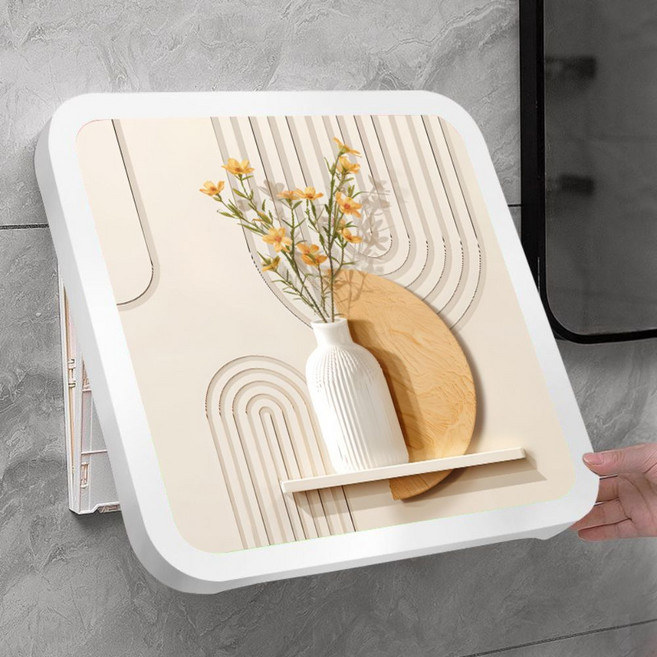 나나봉봉 더슬림 공간절약 접이식 무타공 수납장 화장실 옷 보관함, 옐로플라워화병, 1개